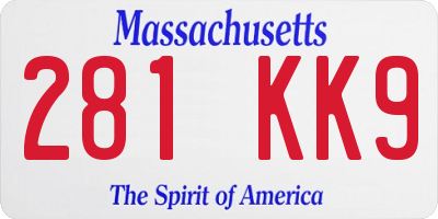 MA license plate 281KK9