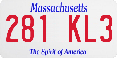 MA license plate 281KL3