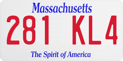 MA license plate 281KL4