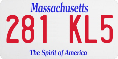 MA license plate 281KL5