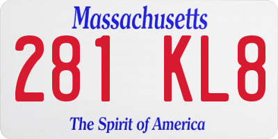 MA license plate 281KL8