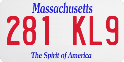 MA license plate 281KL9