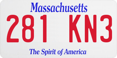 MA license plate 281KN3
