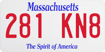 MA license plate 281KN8