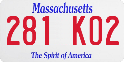 MA license plate 281KO2