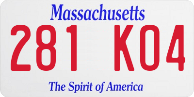 MA license plate 281KO4