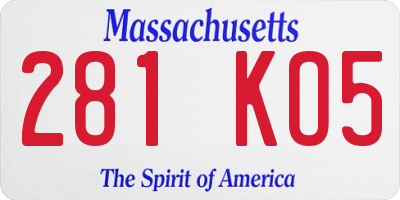 MA license plate 281KO5