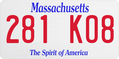 MA license plate 281KO8