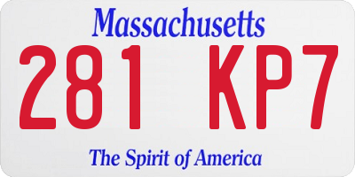 MA license plate 281KP7