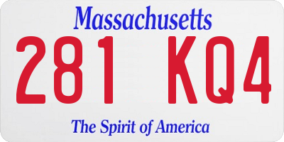 MA license plate 281KQ4
