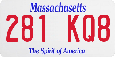 MA license plate 281KQ8