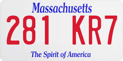MA license plate 281KR7