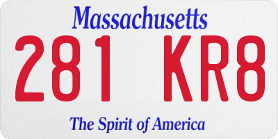 MA license plate 281KR8