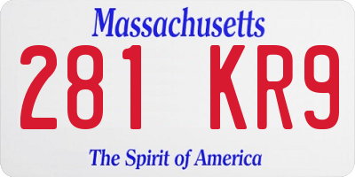MA license plate 281KR9