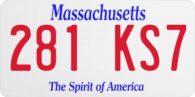 MA license plate 281KS7