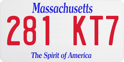 MA license plate 281KT7