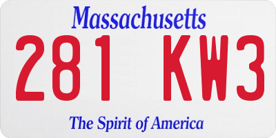 MA license plate 281KW3