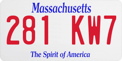 MA license plate 281KW7