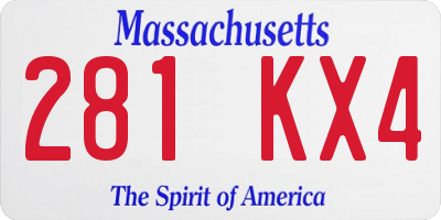 MA license plate 281KX4