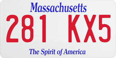 MA license plate 281KX5