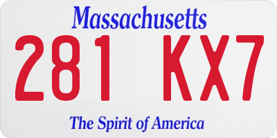 MA license plate 281KX7