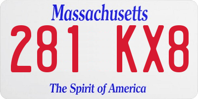 MA license plate 281KX8
