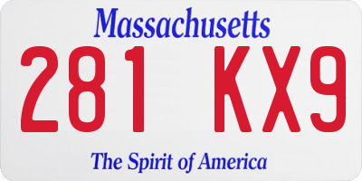 MA license plate 281KX9