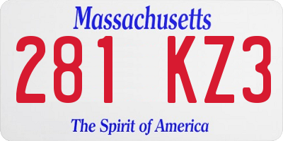MA license plate 281KZ3