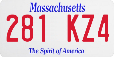 MA license plate 281KZ4