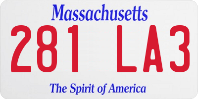 MA license plate 281LA3