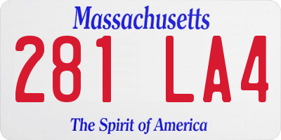 MA license plate 281LA4