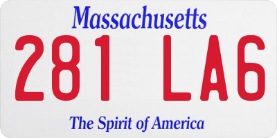 MA license plate 281LA6