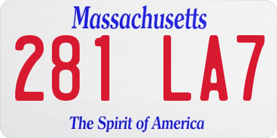 MA license plate 281LA7
