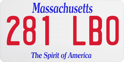MA license plate 281LB0