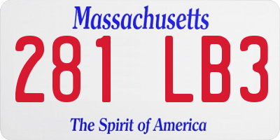 MA license plate 281LB3