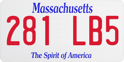 MA license plate 281LB5