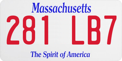 MA license plate 281LB7