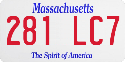 MA license plate 281LC7