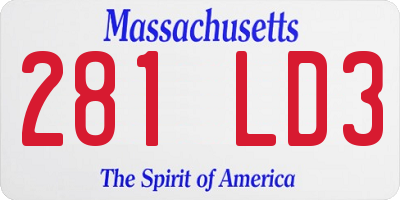 MA license plate 281LD3