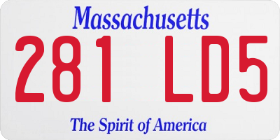 MA license plate 281LD5