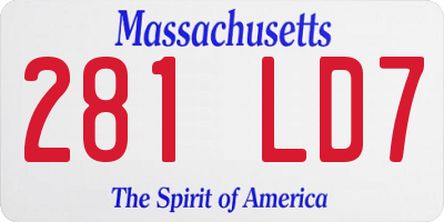 MA license plate 281LD7