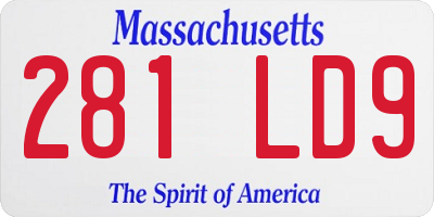 MA license plate 281LD9