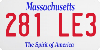 MA license plate 281LE3