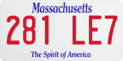 MA license plate 281LE7