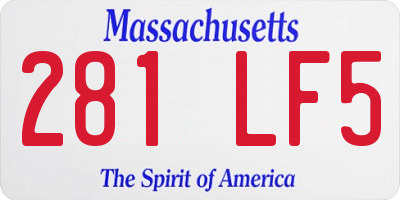 MA license plate 281LF5