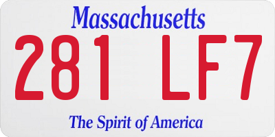 MA license plate 281LF7