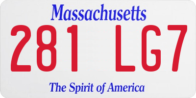 MA license plate 281LG7