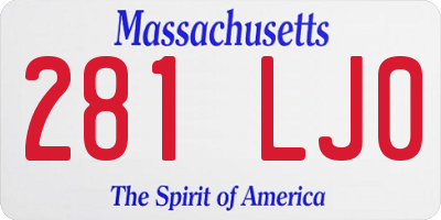 MA license plate 281LJ0