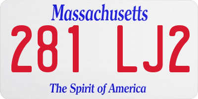 MA license plate 281LJ2