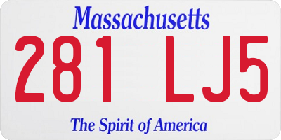 MA license plate 281LJ5